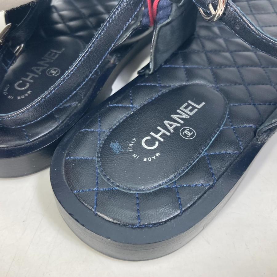 CHANELサンダル CHANEL シャネル G34155 ツイード マトラッセ 靴 フラット