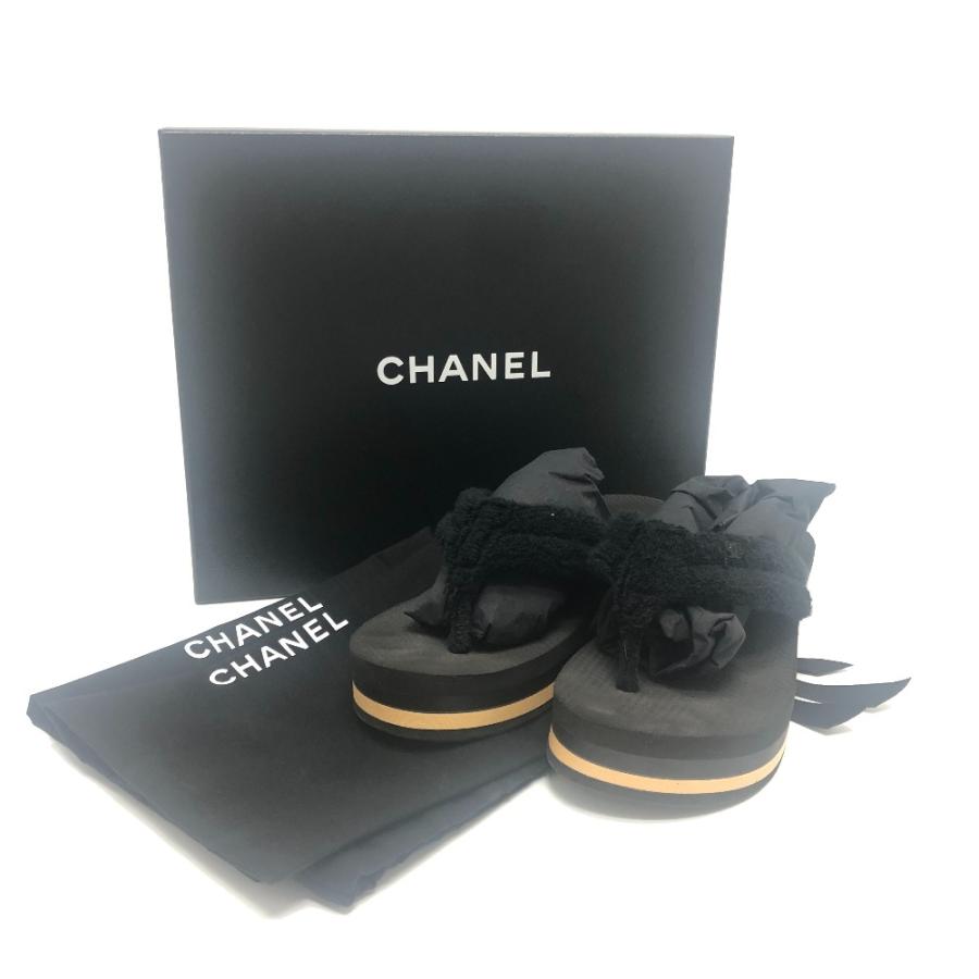 CHANEL シャネル G46202 ココマーク ボーダー ビーチ サンダル 靴 サンダル ブラック レディース【中古】 | CHANEL | 07