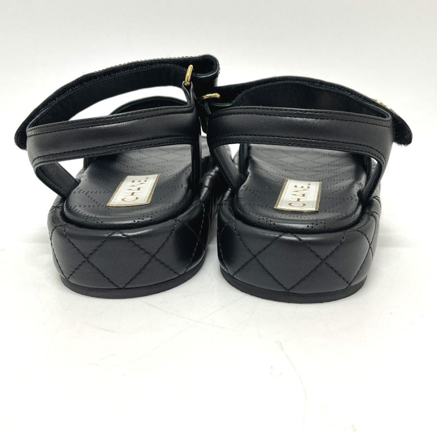 未使用 CHANEL シャネル G45430 ロゴ ココマーク ベルクロ 靴 マトラッセ サンダル ブラック レディース【中古】 | CHANEL | 03