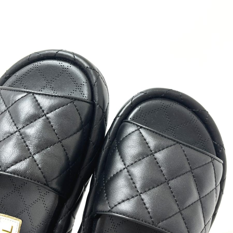 未使用 CHANEL シャネル G45430 ロゴ ココマーク ベルクロ 靴 マトラッセ サンダル ブラック レディース【中古】 | CHANEL | 05
