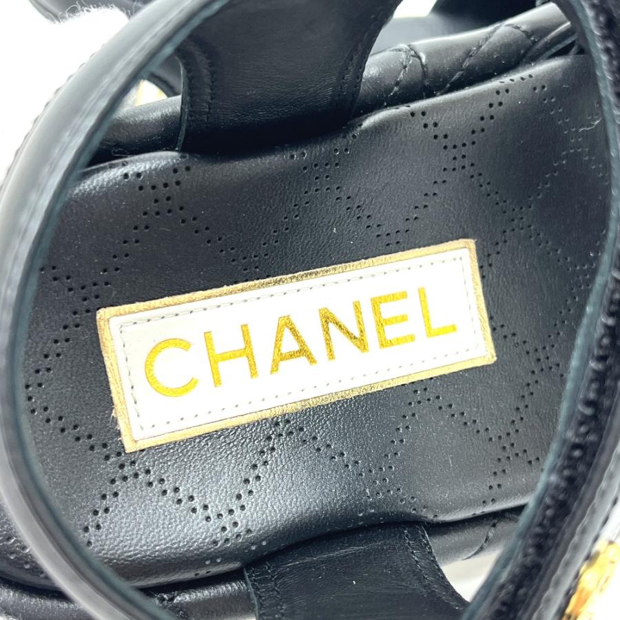 未使用 CHANEL シャネル G45430 ロゴ ココマーク ベルクロ 靴 マトラッセ サンダル ブラック レディース【中古】 | CHANEL | 07