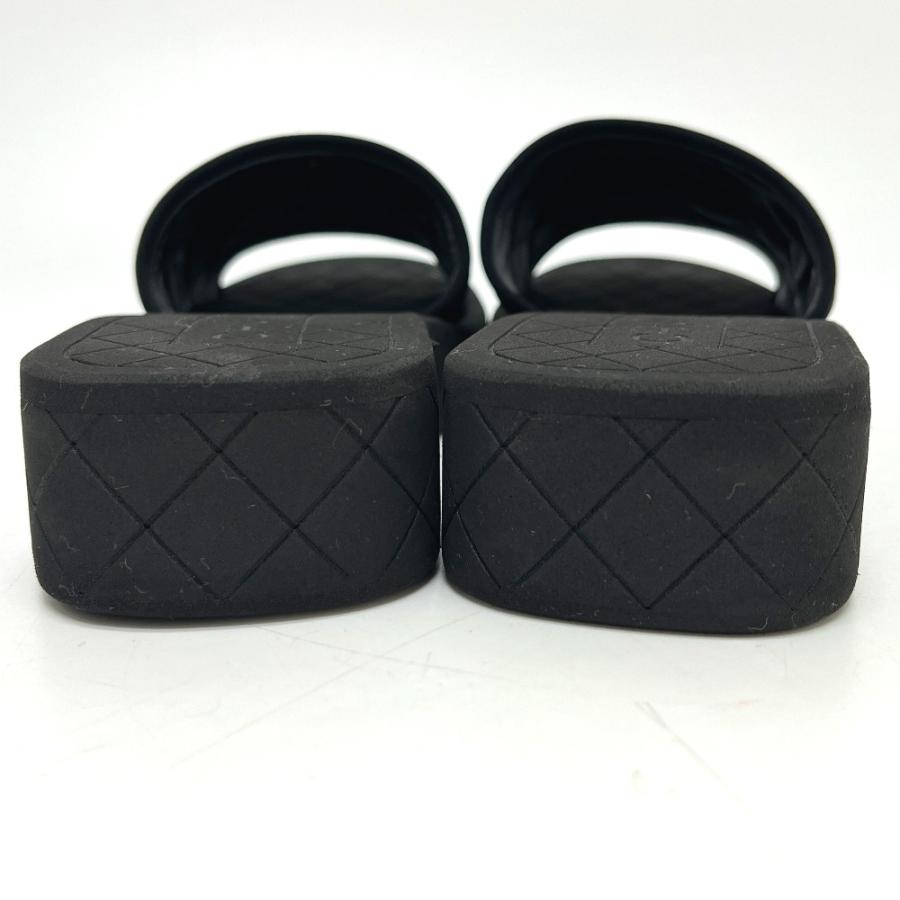 未使用 CHANEL シャネル G40144 ココマーク スライドサンダル 厚底フラット 靴 マトラッセ サンダル ブラック レディース【中古】 | CHANEL | 04