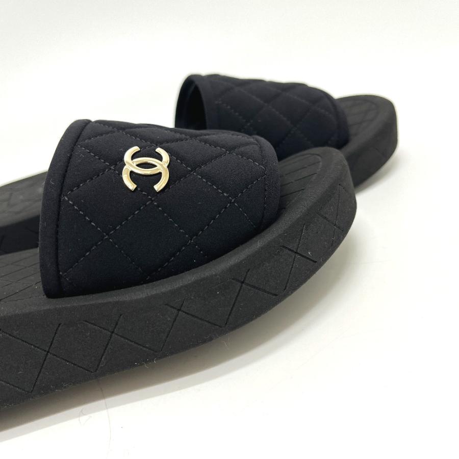 未使用 CHANEL シャネル G40144 ココマーク スライドサンダル 厚底フラット 靴 マトラッセ サンダル ブラック レディース【中古】 | CHANEL | 06