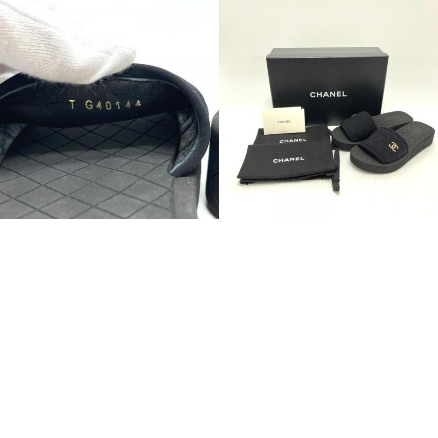 未使用 CHANEL シャネル G40144 ココマーク スライドサンダル 厚底フラット 靴 マトラッセ サンダル ブラック レディース【中古】 | CHANEL | 09