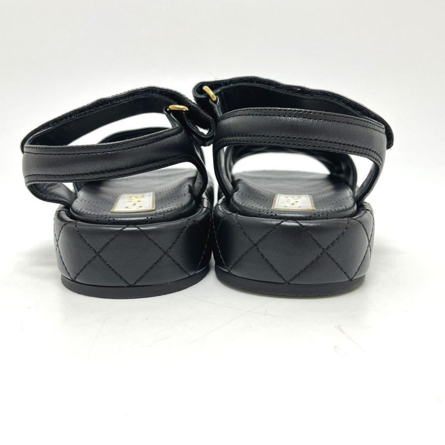 未使用 CHANEL シャネル G45430 ロゴ ココマーク ベルクロ 靴 マトラッセ サンダル ブラック レディース【中古】 | CHANEL | 04