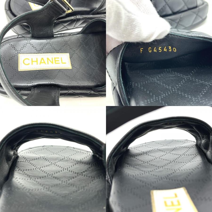 未使用 CHANEL シャネル G45430 ロゴ ココマーク ベルクロ 靴 マトラッセ サンダル ブラック レディース【中古】 | CHANEL | 08