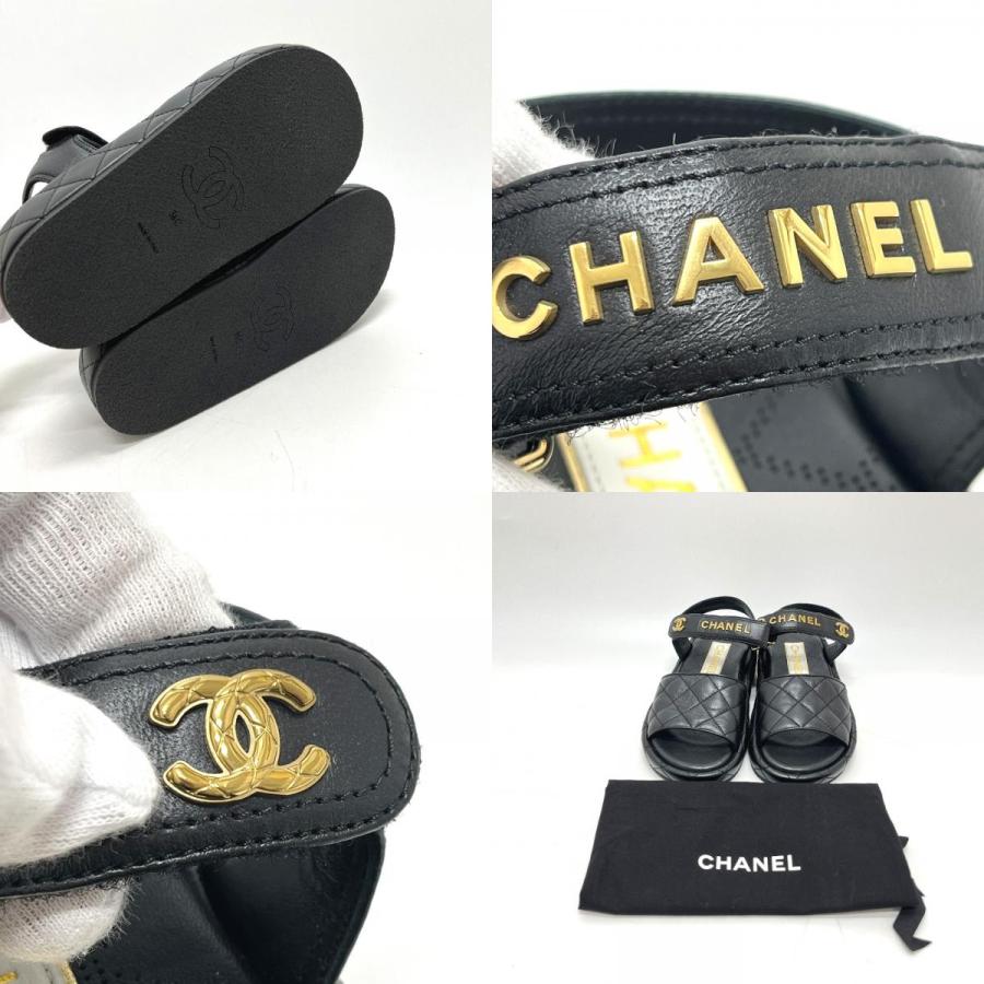 未使用 CHANEL シャネル G45430 ロゴ ココマーク ベルクロ 靴 マトラッセ サンダル ブラック レディース【中古】 | CHANEL | 09