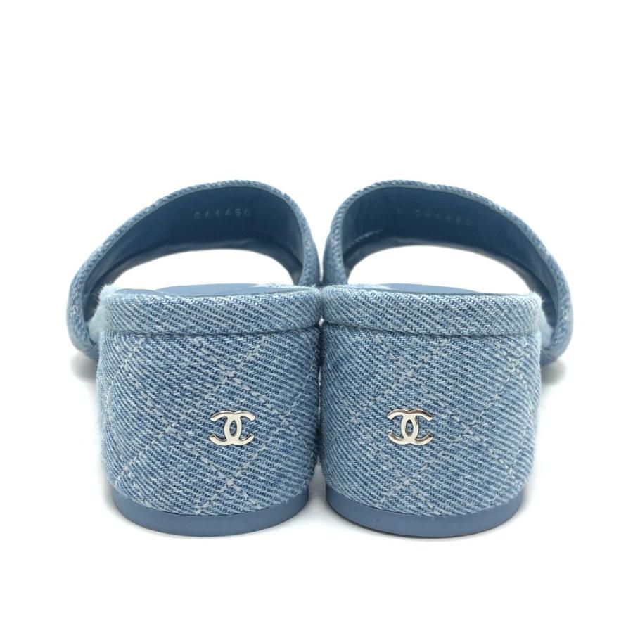 未使用 CHANEL シャネル 25SS マトラッセ ココマーク ミュール ヒール 靴 シューズ デニム サンダル ブルー レディース【中古】 | CHANEL | 02