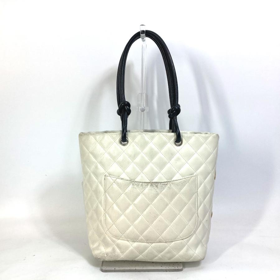 CHANEL シャネル A25167 カンボンライン CC ココマーク カバン ショルダーバッグ 肩掛け トートバッグ ラムスキン ホワイト【中古】の画像