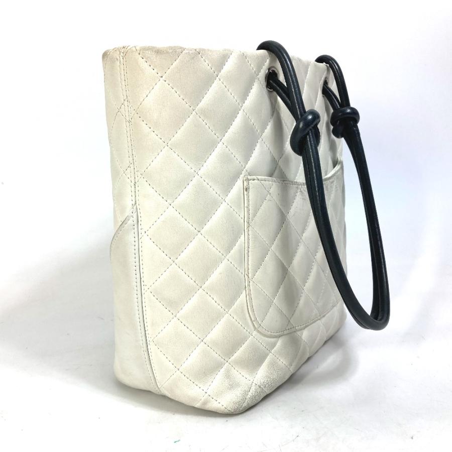 CHANEL シャネル A25167 カンボンライン CC ココマーク カバン ショルダーバッグ 肩掛け トートバッグ ラムスキン ホワイト【中古】の画像