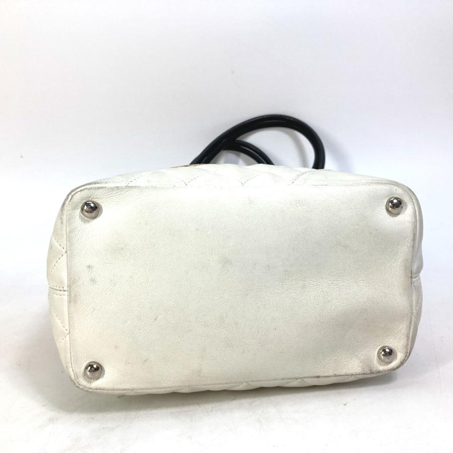 CHANEL シャネル A25167 カンボンライン CC ココマーク カバン ショルダーバッグ 肩掛け トートバッグ ラムスキン ホワイト【中古】の画像