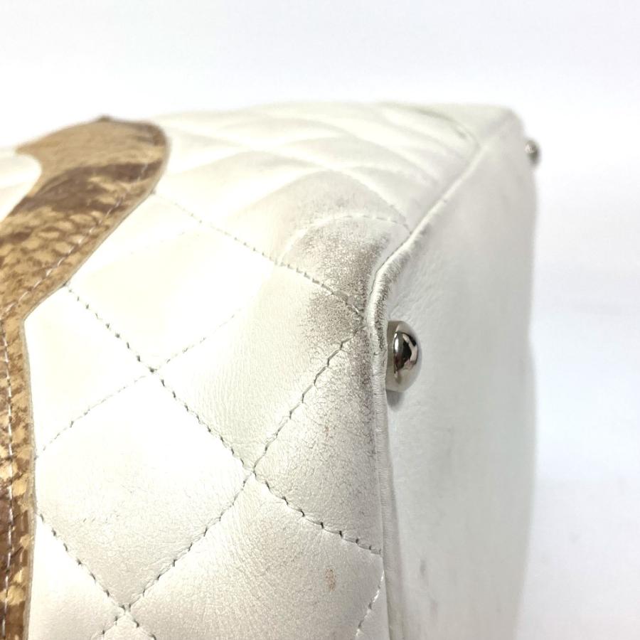 CHANEL シャネル A25167 カンボンライン CC ココマーク カバン ショルダーバッグ 肩掛け トートバッグ ラムスキン ホワイト【中古】の画像