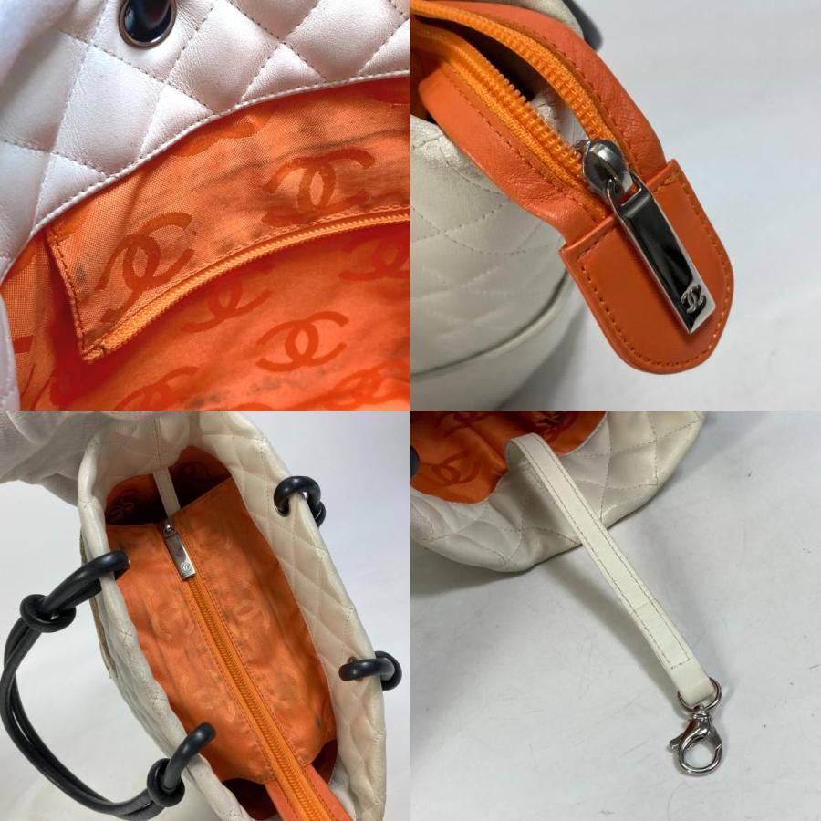 CHANEL シャネル A25167 カンボンライン CC ココマーク カバン ショルダーバッグ 肩掛け トートバッグ ラムスキン ホワイト【中古】の画像