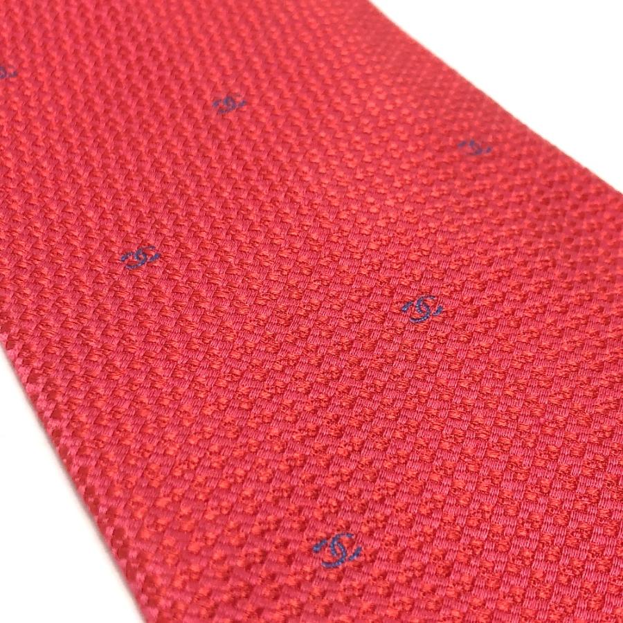 CHANEL シャネル ココマーク 総柄 小柄 ネクタイ レッド メンズ【中古】 | CHANEL | 03