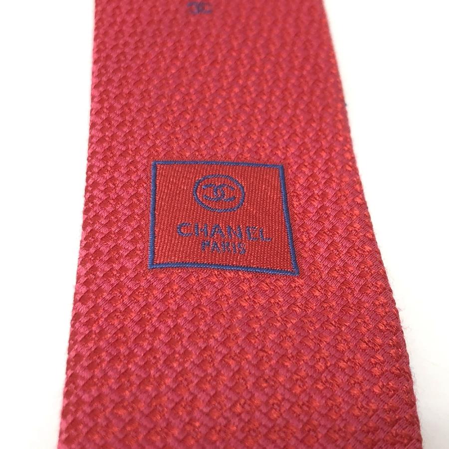 CHANEL シャネル ココマーク 総柄 小柄 ネクタイ レッド メンズ【中古】 | CHANEL | 06