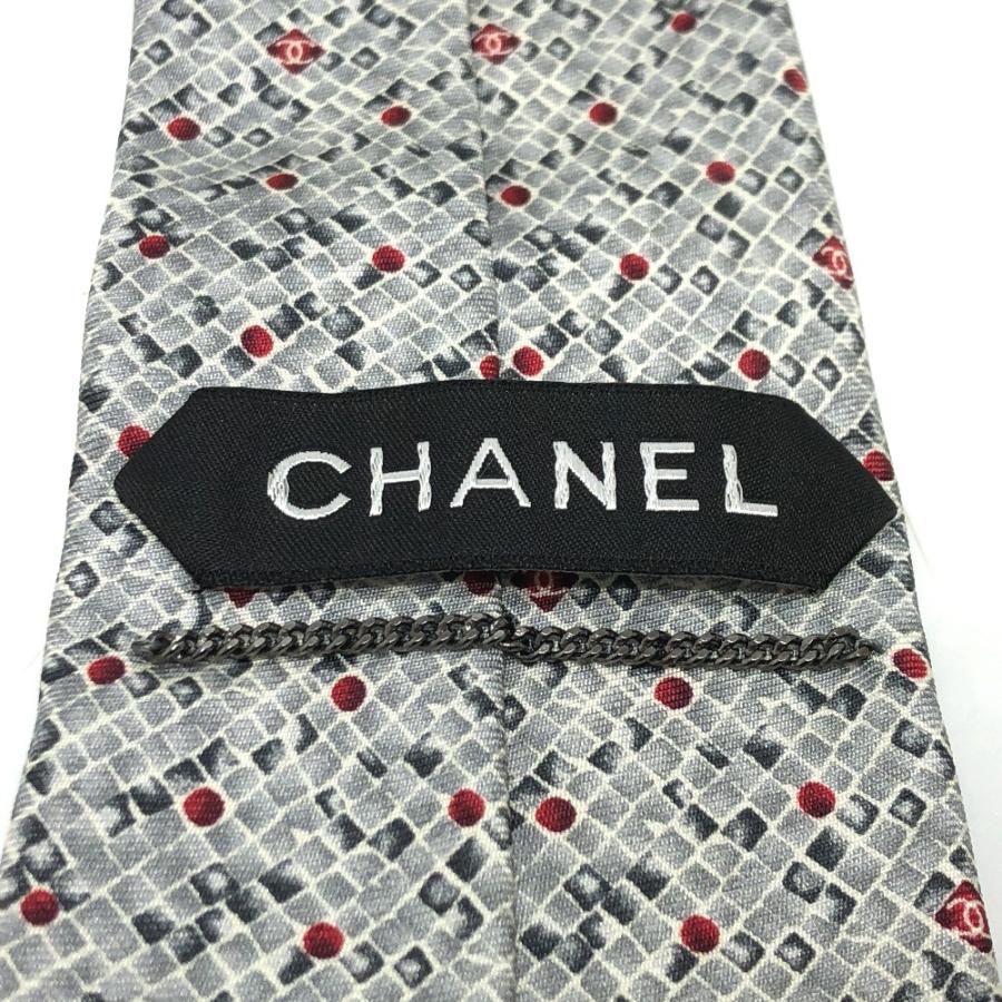 CHANEL シャネル ココマーク 総柄 ネクタイ グレー メンズ【中古】 | CHANEL | 05