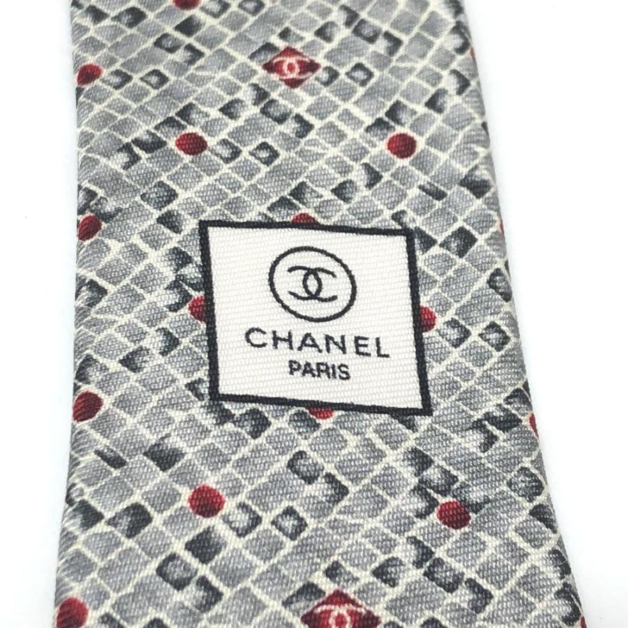 CHANEL シャネル ココマーク 総柄 ネクタイ グレー メンズ【中古】 | CHANEL | 07