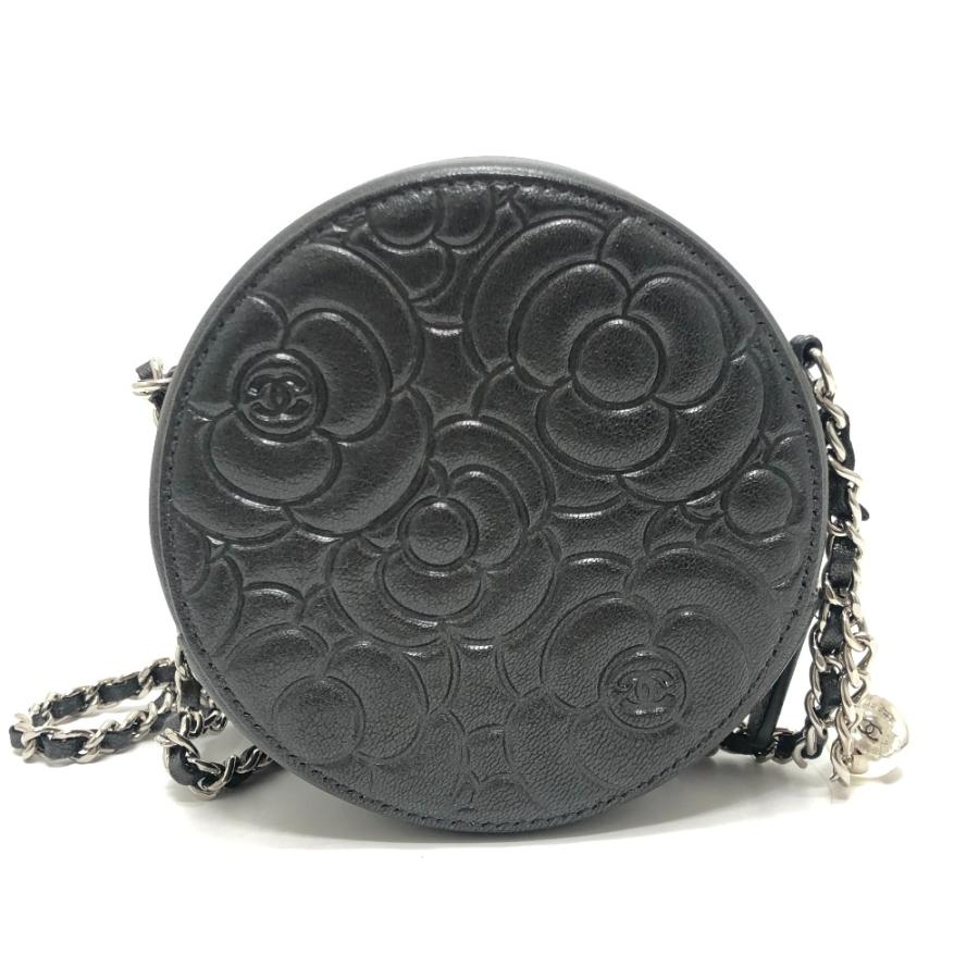 美品 CHANEL シャネル カメリア CC ココマーク ロゴ 斜め掛け カバン ラウンド ミニ ショルダーバッグ グレー レディース【中古】 | CHANEL | 01
