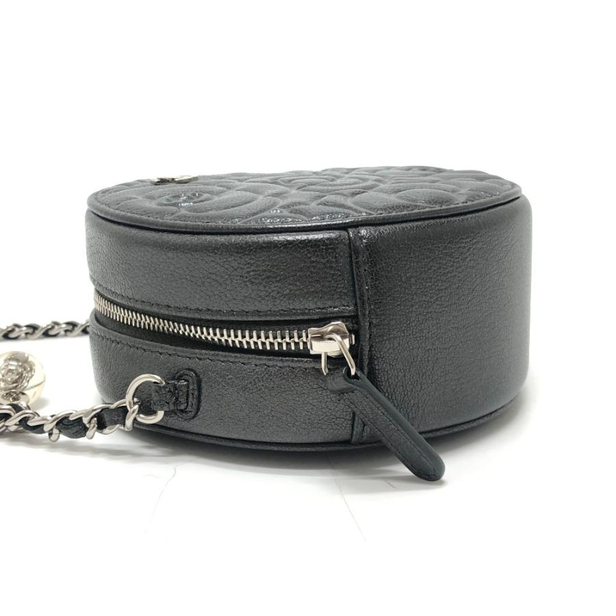 美品 CHANEL シャネル カメリア CC ココマーク ロゴ 斜め掛け カバン ラウンド ミニ ショルダーバッグ グレー レディース【中古】 | CHANEL | 02