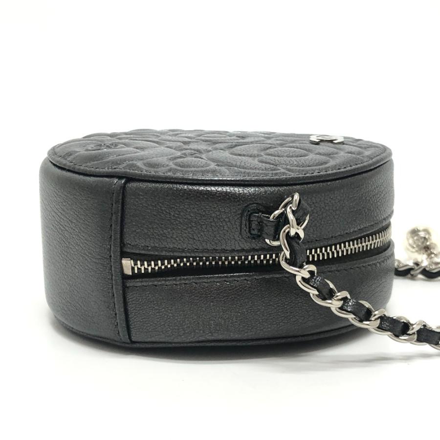 美品 CHANEL シャネル カメリア CC ココマーク ロゴ 斜め掛け カバン ラウンド ミニ ショルダーバッグ グレー レディース【中古】 | CHANEL | 03