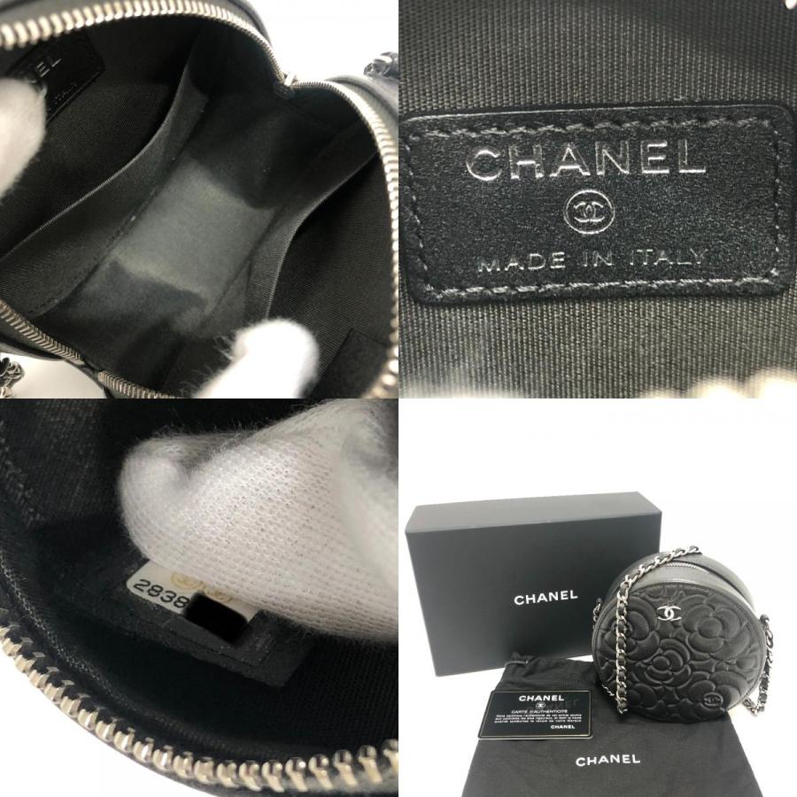 美品 CHANEL シャネル カメリア CC ココマーク ロゴ 斜め掛け カバン ラウンド ミニ ショルダーバッグ グレー レディース【中古】 | CHANEL | 09