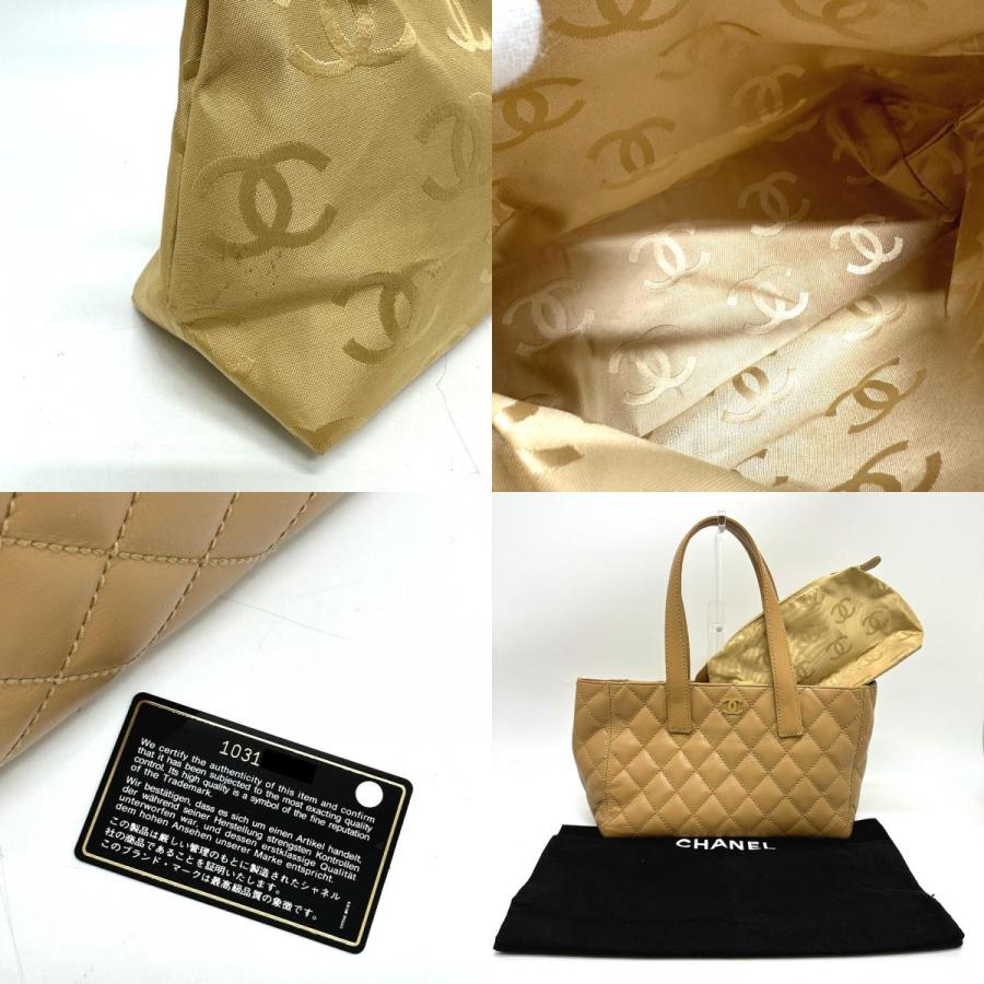 CHANEL シャネル ワイルドステッチ カバン ポーチ付き トートバッグ カーフスキン ベージュ レディース【中古】 | CHANEL | 09