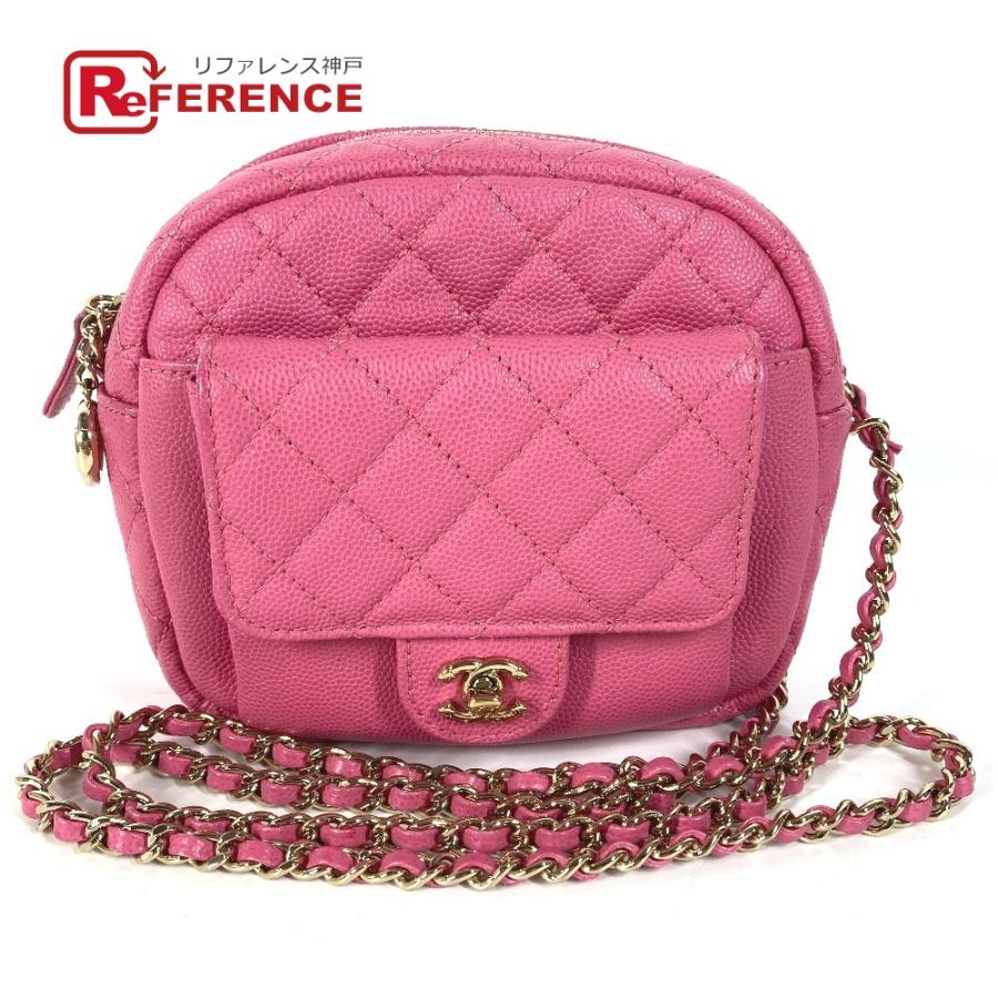 美品 CHANEL シャネル CC ココマーク 斜め掛け ポシェット マトラッセ キルティング チェーンバッグ ショルダーバッグ ピンク【中古】 | CHANEL