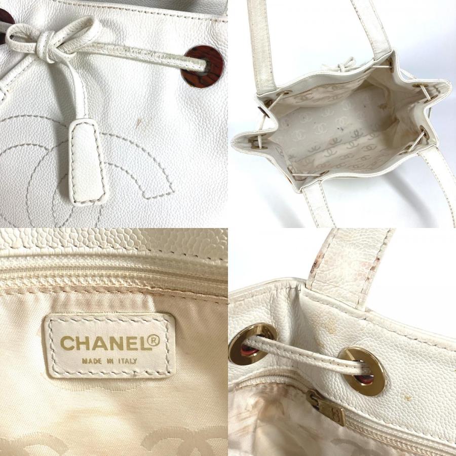 CHANEL シャネル CC ココマーク ロゴ 巾着 カバン トートバッグ 肩掛け ヴィンテージ ショルダーバッグ ホワイト レディース【中古】 | CHANEL | 07
