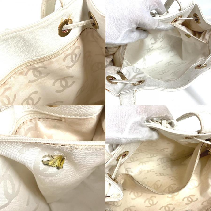 CHANEL シャネル CC ココマーク ロゴ 巾着 カバン トートバッグ 肩掛け ヴィンテージ ショルダーバッグ ホワイト レディース【中古】 | CHANEL | 08