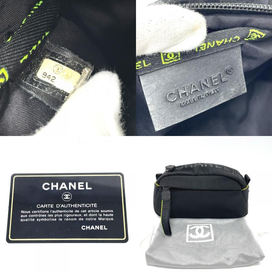 CHANEL シャネル スポーツライン ロゴ ポーチ セカンドバッグ ナイロン ブラック レディース【中古】｜reference｜10