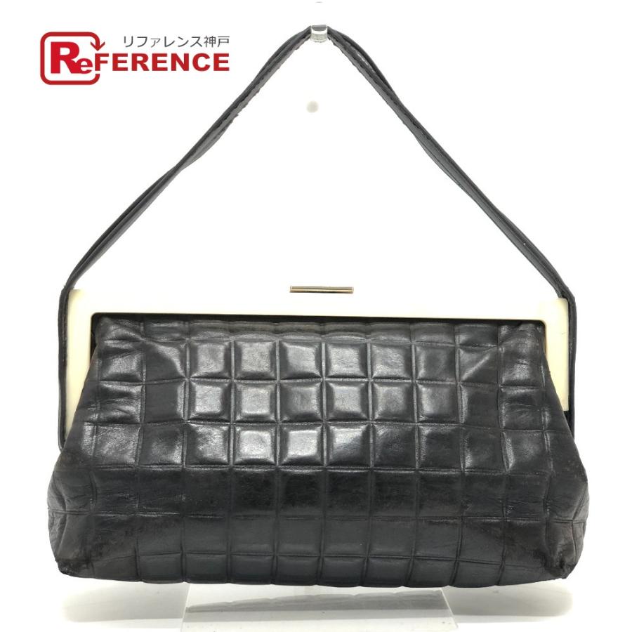 CHANEL シャネル チョコバー カバン がま口 ハンドバッグ 肩掛け ワンショルダー ショルダーバッグ ブラック レディース【中古】 | CHANEL