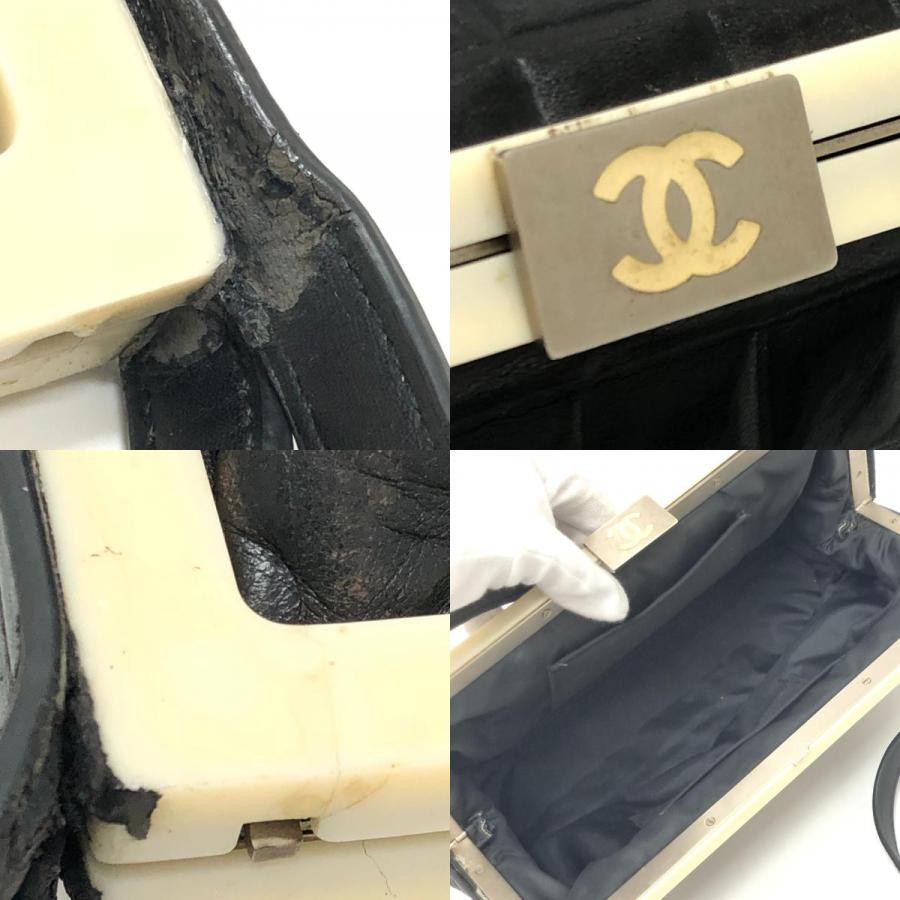 CHANEL シャネル チョコバー カバン がま口 ハンドバッグ 肩掛け ワンショルダー ショルダーバッグ ブラック レディース【中古】 | CHANEL | 08