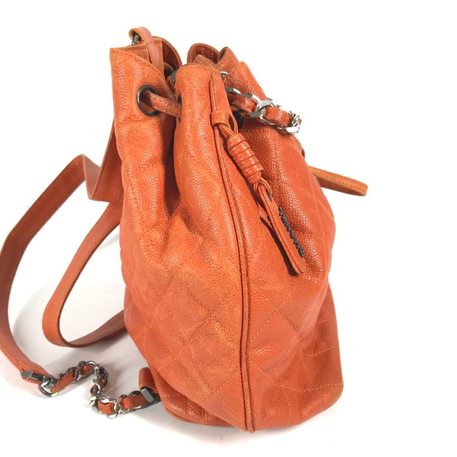 CHANEL シャネル マトラッセ 巾着 キルティング 2WAYバッグ バックパック カバン リュックサック ショルダーバッグ オレンジ 【中古】 | CHANEL | 03