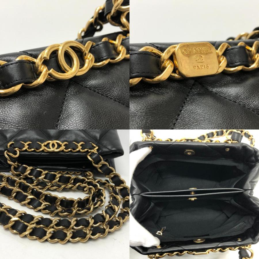 シャネル CHANEL マトラッセ スモールショッピングバッグ AS3502 ココマーク CC チェーンバッグ 肩掛け ショルダー ショルダーバッグ ラムスキン ブラック 新品同様 CHANEL（シャネル） 新品同様 AS3502 マトラッセ スモールショッピング