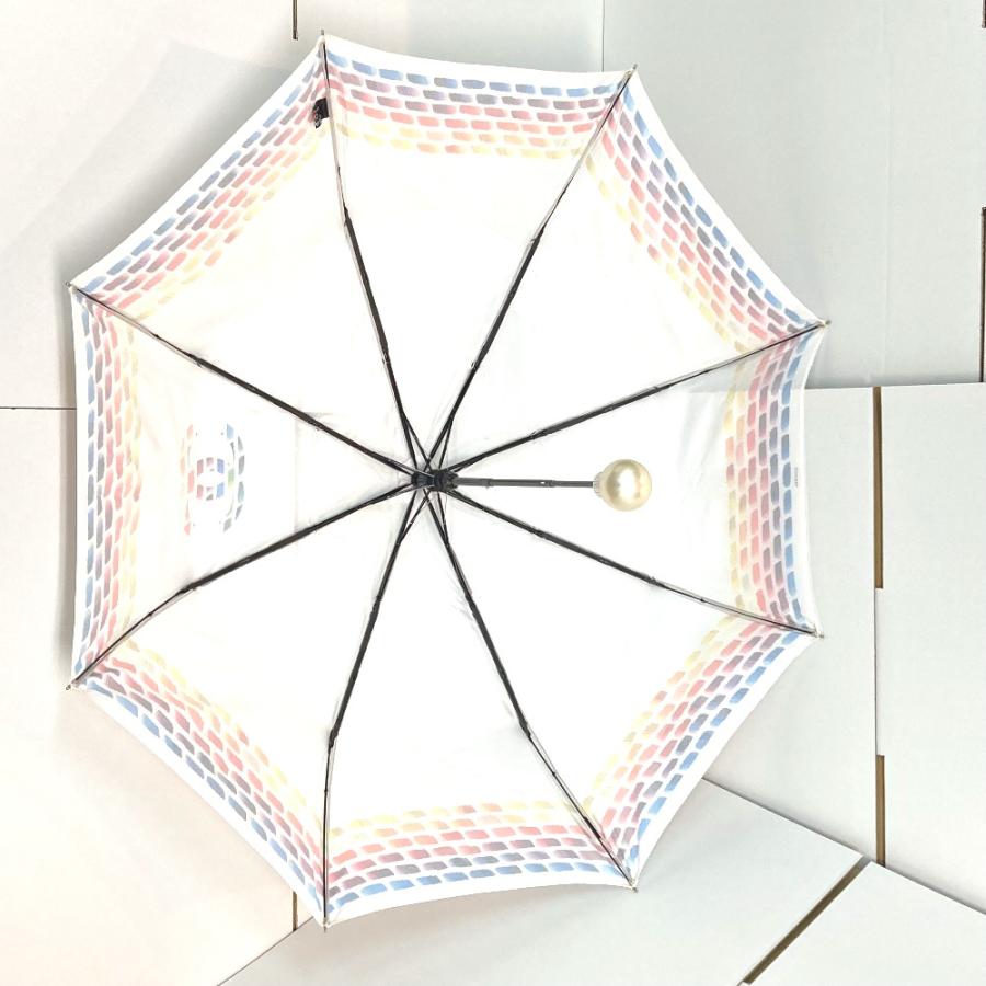 CHANEL シャネル CC ココマーク ワンタッチ クレヨンペイント 折り畳み アンブレラ 傘 ポリエステル ホワイト レディース【中古】未使用 | CHANEL | 03