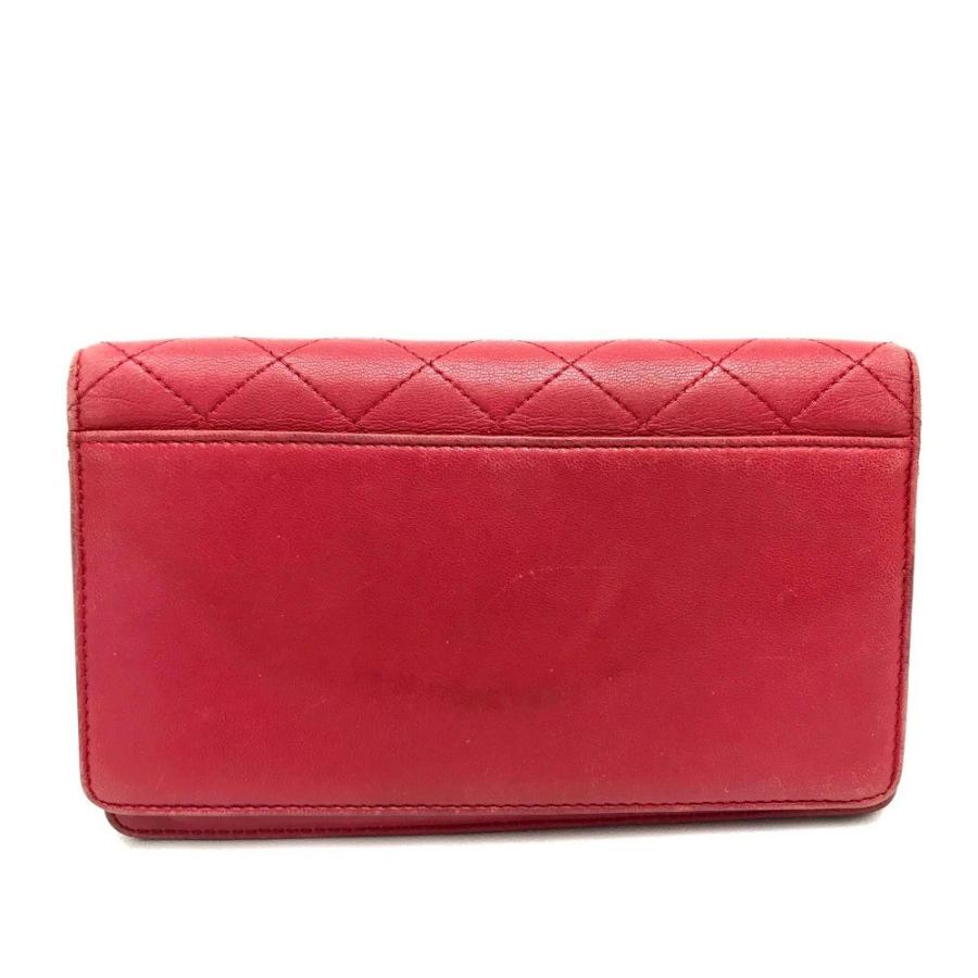CHANEL シャネル リボン キルティング 二つ折り財布（小銭入れあり） ラムスキン レディース レッド 赤 | CHANEL | 01