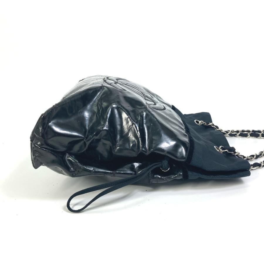 CHANEL シャネル 肩掛け ココマーク CC チェーン ショルダーバッグ トートバッグ エナメル ブラック レディース【中古】 | CHANEL | 02