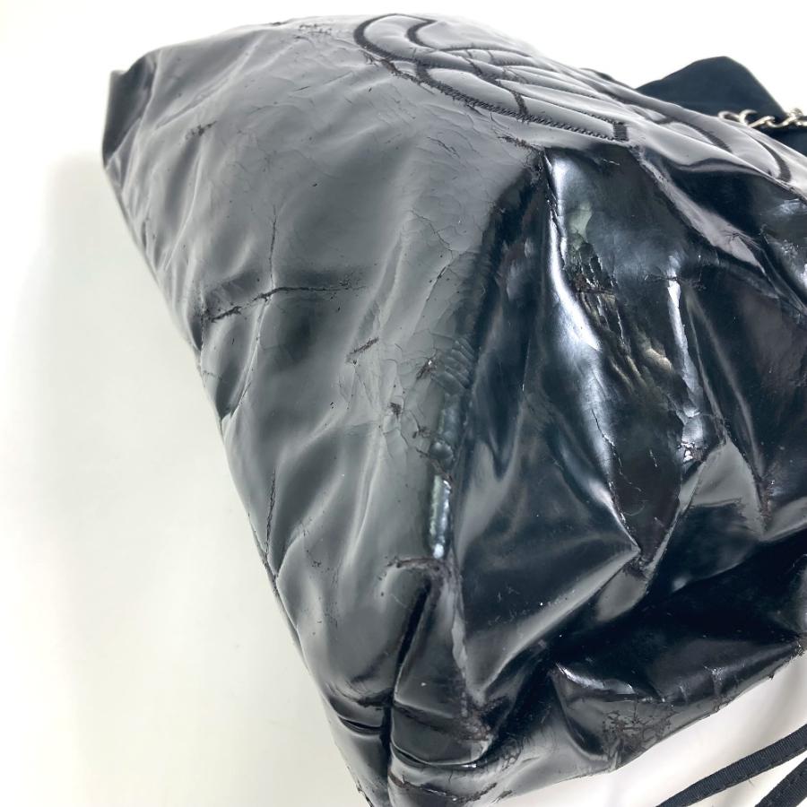 CHANEL シャネル 肩掛け ココマーク CC チェーン ショルダーバッグ トートバッグ エナメル ブラック レディース【中古】 | CHANEL | 04