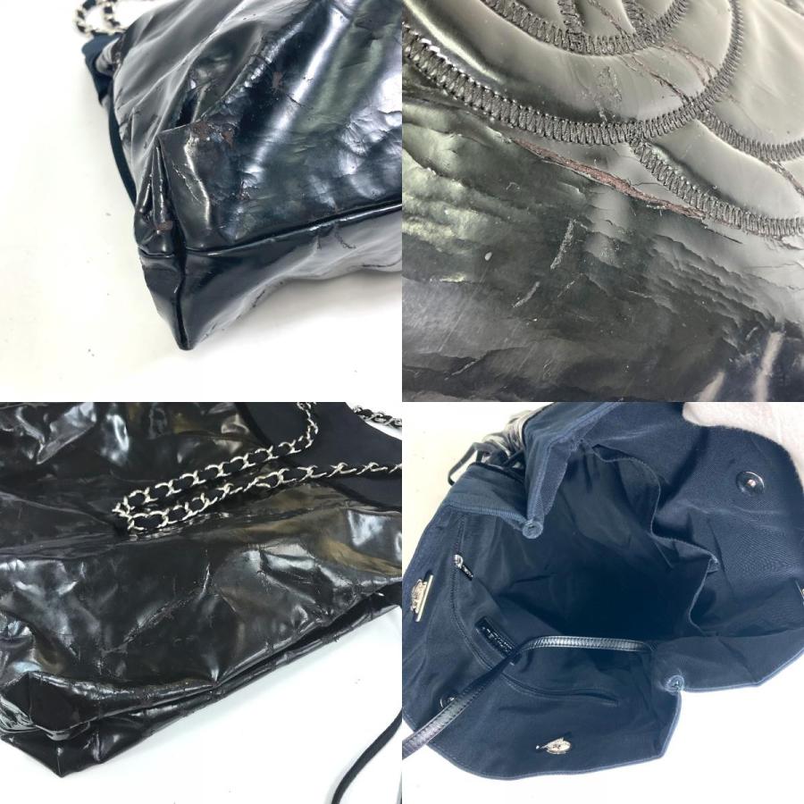 CHANEL シャネル 肩掛け ココマーク CC チェーン ショルダーバッグ トートバッグ エナメル ブラック レディース【中古】 | CHANEL | 08