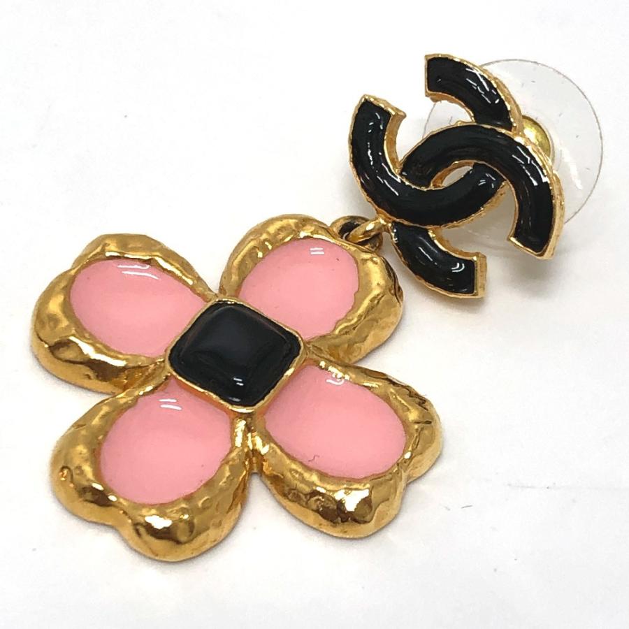 新品同様 CHANEL シャネル ココマーク フラワー ジュエリー 耳飾り L23 ピアス ピンク×ブラック ゴールド レディース【中古】 | CHANEL | 07