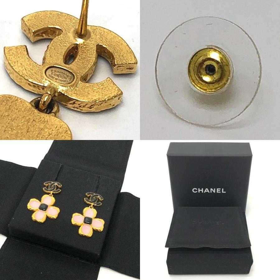 新品同様 CHANEL シャネル ココマーク フラワー ジュエリー 耳飾り L23 ピアス ピンク×ブラック ゴールド レディース【中古】 | CHANEL | 09
