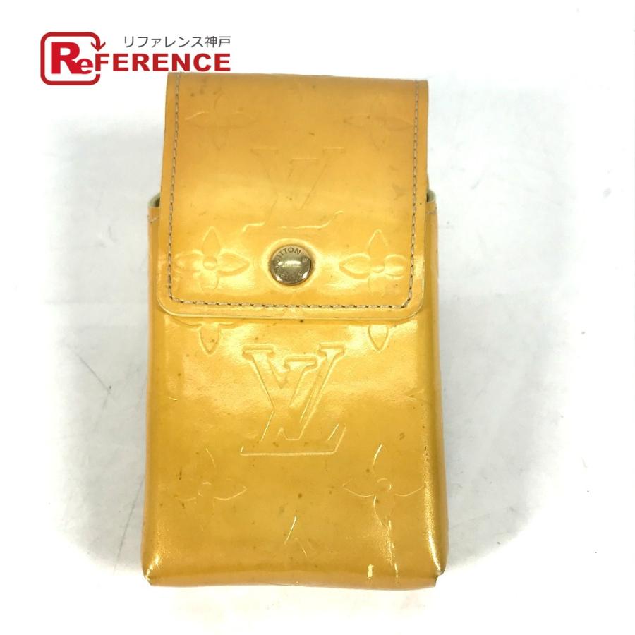 LOUIS VUITTON ルイヴィトン M91048 グリーン ストラップ付 タバコケース ポーチ モノグラムヴェルニ シガレットケース ベージュ【中古】 | LOUIS VUITTON