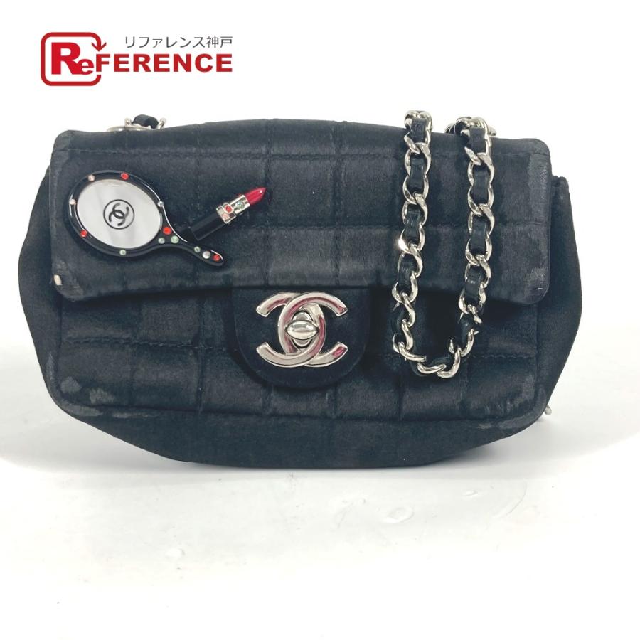 CHANEL シャネル リップ 口紅 ミラー 鏡 CC ココマーク チェーンバッグ 斜め掛け カバン ポシェット ショルダーバッグ ブラック【中古】 | CHANEL