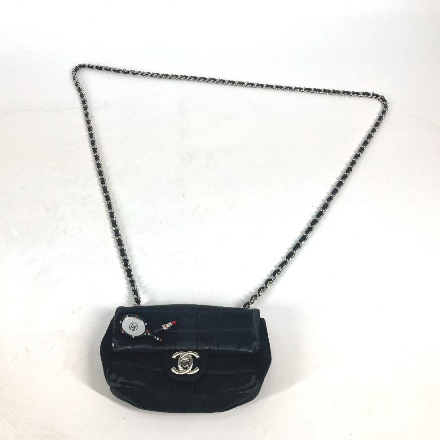 CHANEL シャネル リップ 口紅 ミラー 鏡 CC ココマーク チェーンバッグ 斜め掛け カバン ポシェット ショルダーバッグ ブラック【中古】 | CHANEL | 02