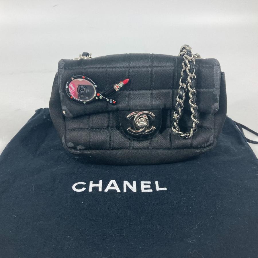 CHANEL シャネル リップ 口紅 ミラー 鏡 CC ココマーク チェーンバッグ 斜め掛け カバン ポシェット ショルダーバッグ ブラック【中古】 | CHANEL | 07