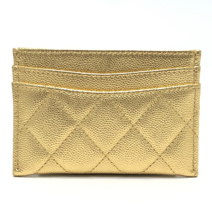 未使用 CHANEL シャネル AP0213 ココマーク クラシック マトラッセ キャビアスキン 小物 カードケース ゴールド レディース【中古】 | CHANEL | 01