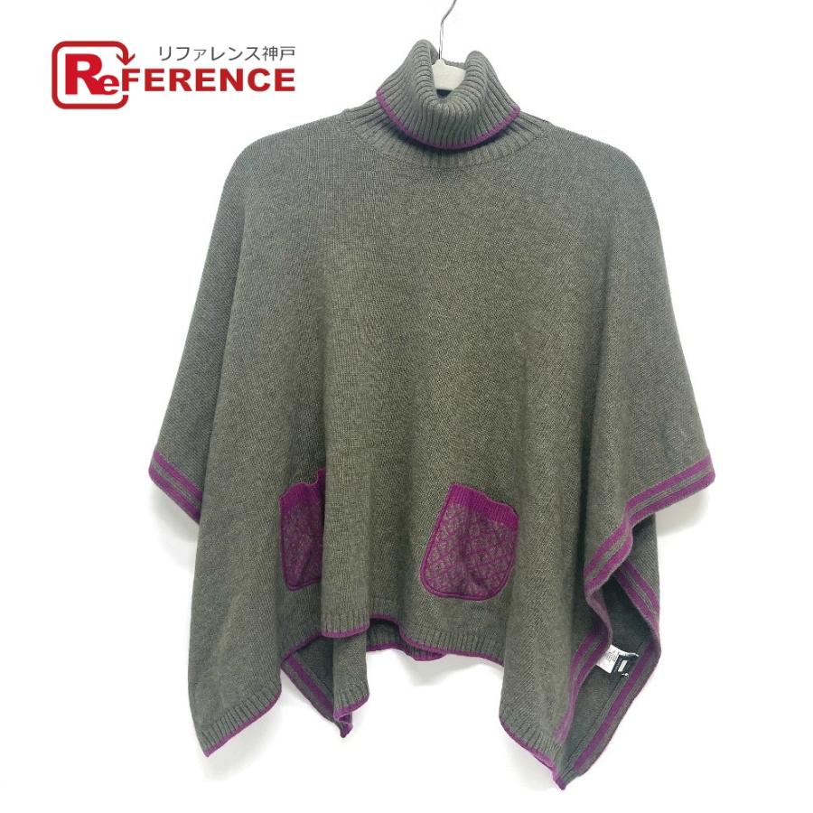 美品 フェンディ カシミヤ混 ニットポンチョ FF ズッカ柄