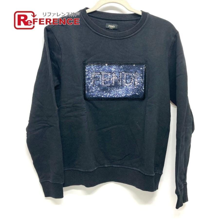 FENDI フェンディ FY0944 スパンコール ロゴ パッチデティール スウェットシャツ スウェット コットン レディース | FENDI