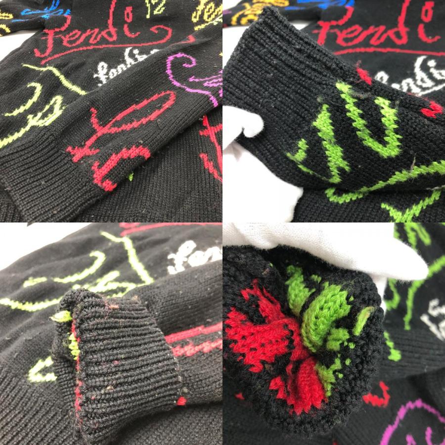 FENDI フェンディ FZY463 AH3E ロゴマルチカラー アパレル ARTIST ALLOVER ニット クルーネック 21AW セーター ブラック メンズ【中古】 | FENDI | 07