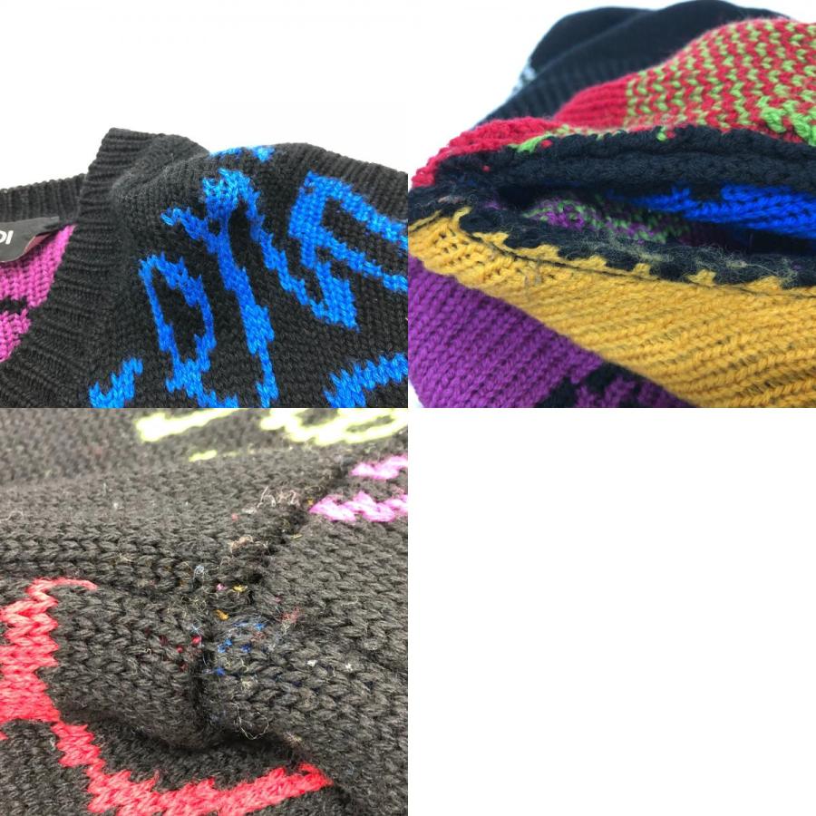 FENDI フェンディ FZY463 AH3E ロゴマルチカラー アパレル ARTIST ALLOVER ニット クルーネック 21AW セーター ブラック メンズ【中古】 | FENDI | 09